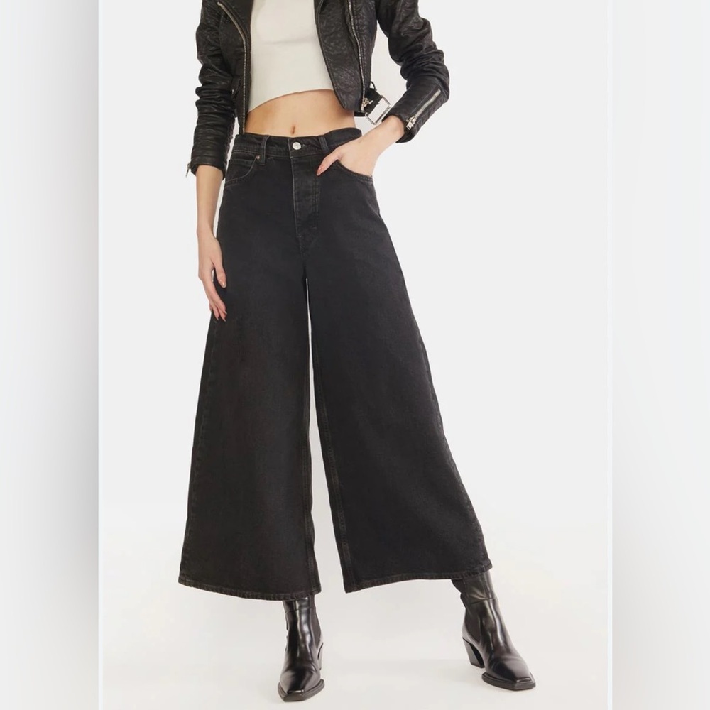 Free People Black Wide Leg Jeans